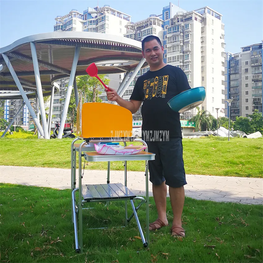 

2-4 Person Outdoor Mobile Kitchen Aluminum alloy Foldable Cooking Desk Hiking Camping Gas Stove Cooker Cooking Pan Cookware Set