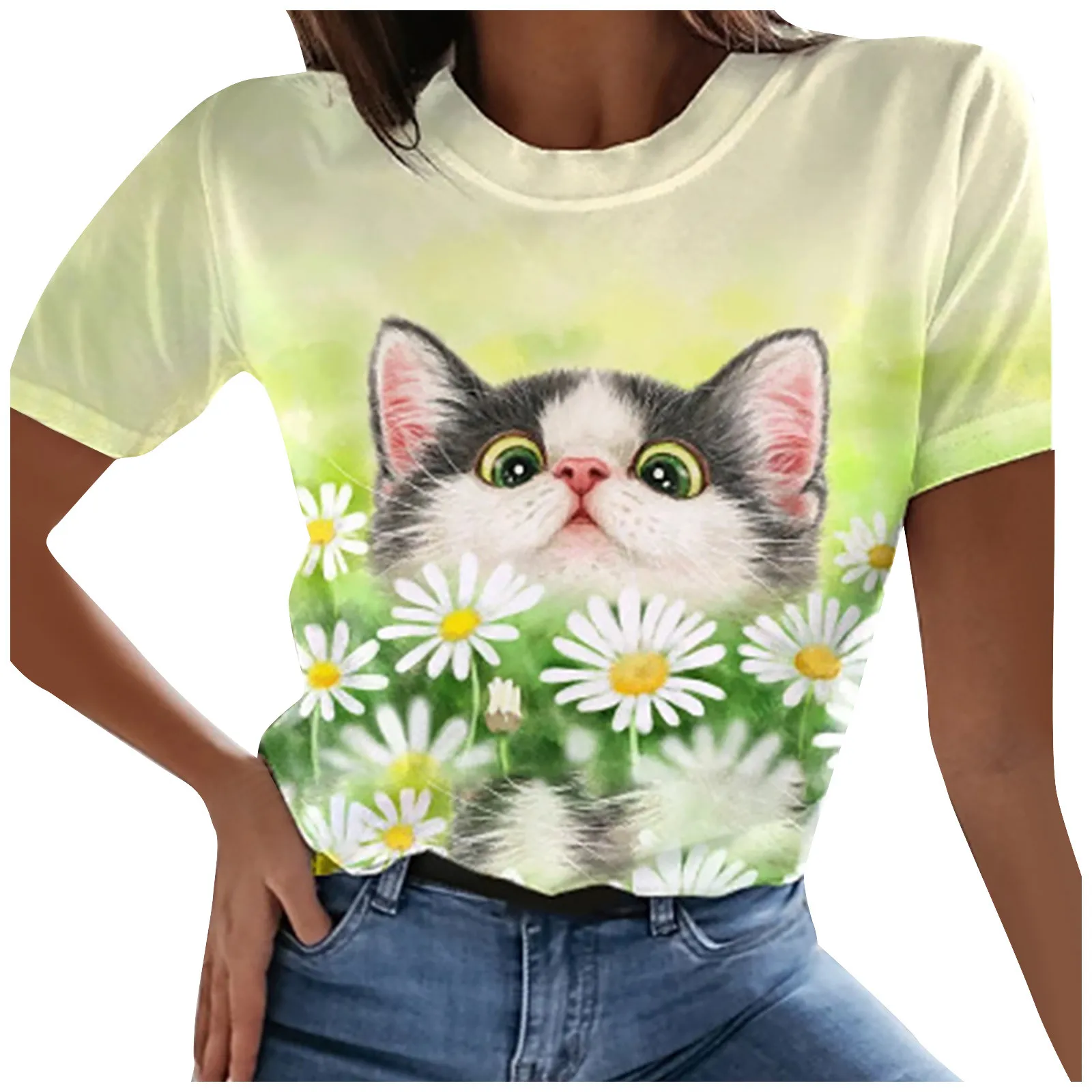 

Fashion Womens Tops And Blouses Women Abstract Funny Printed Casual Short Sleeve O-neck Tops Blouse Blusas Mujer De Moda 2021