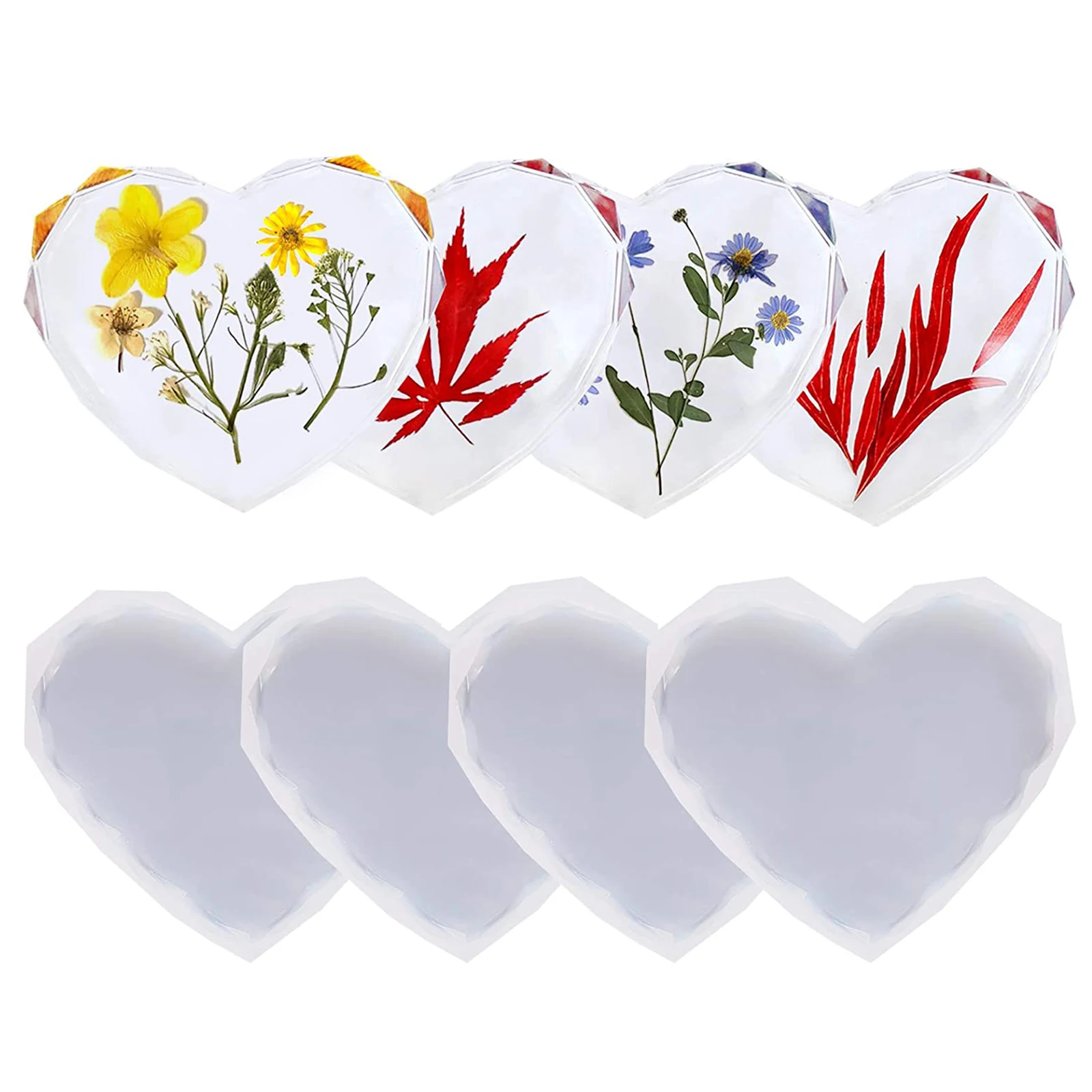 

Coaster Molds Epoxy Resin Diamond Edge Heart Coaster Mold Resin Casting Art Molds Cup Mat Candle Holder Home Decoration