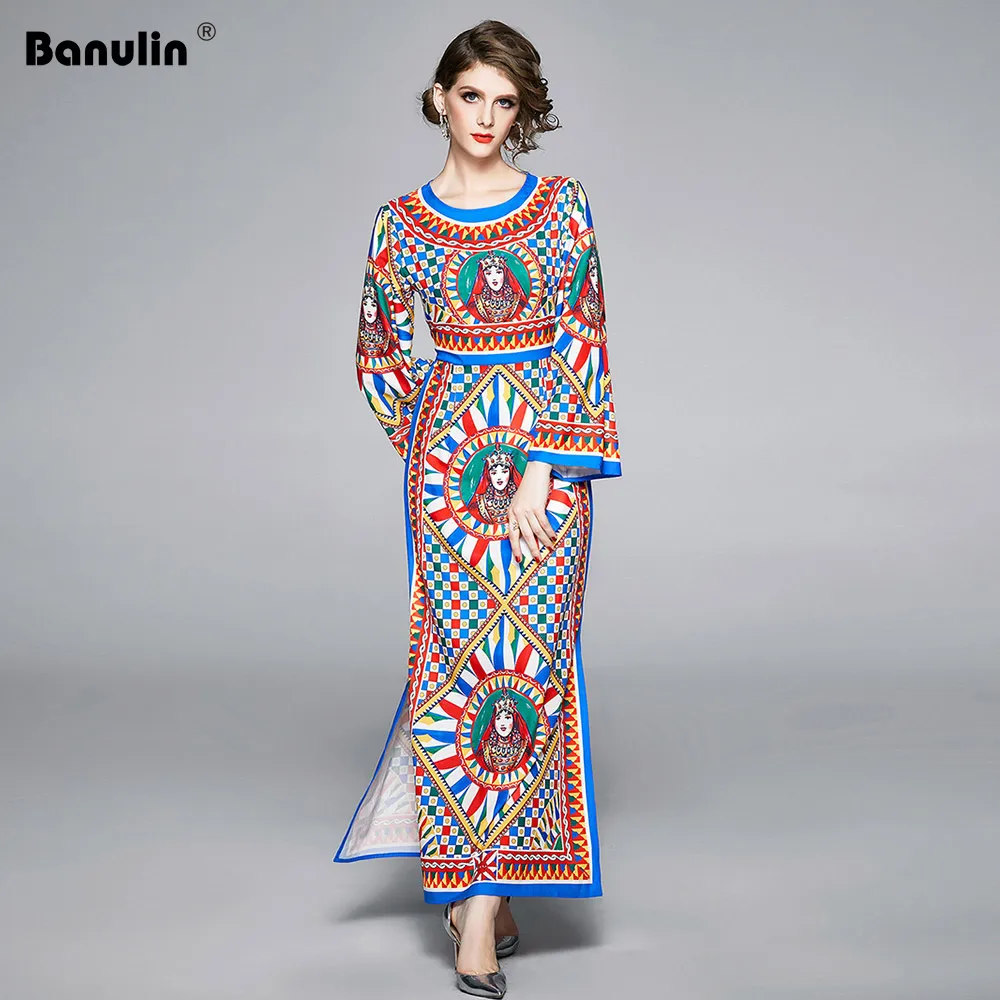 Женское длинное платье с круглым вырезом дизайнерское Элегантное повседневное