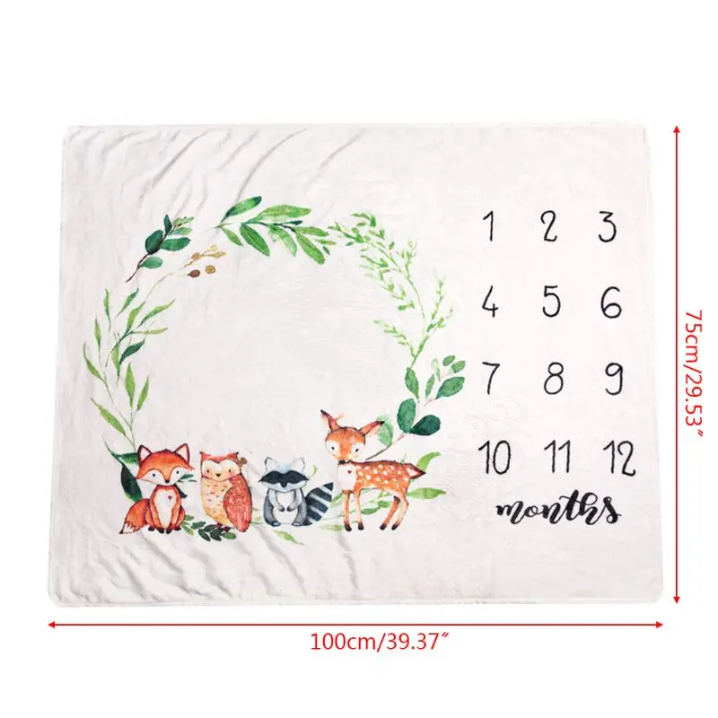 

Baby Monthly Milestone Photo Blanket Flannel Newborn Photography Props B36E