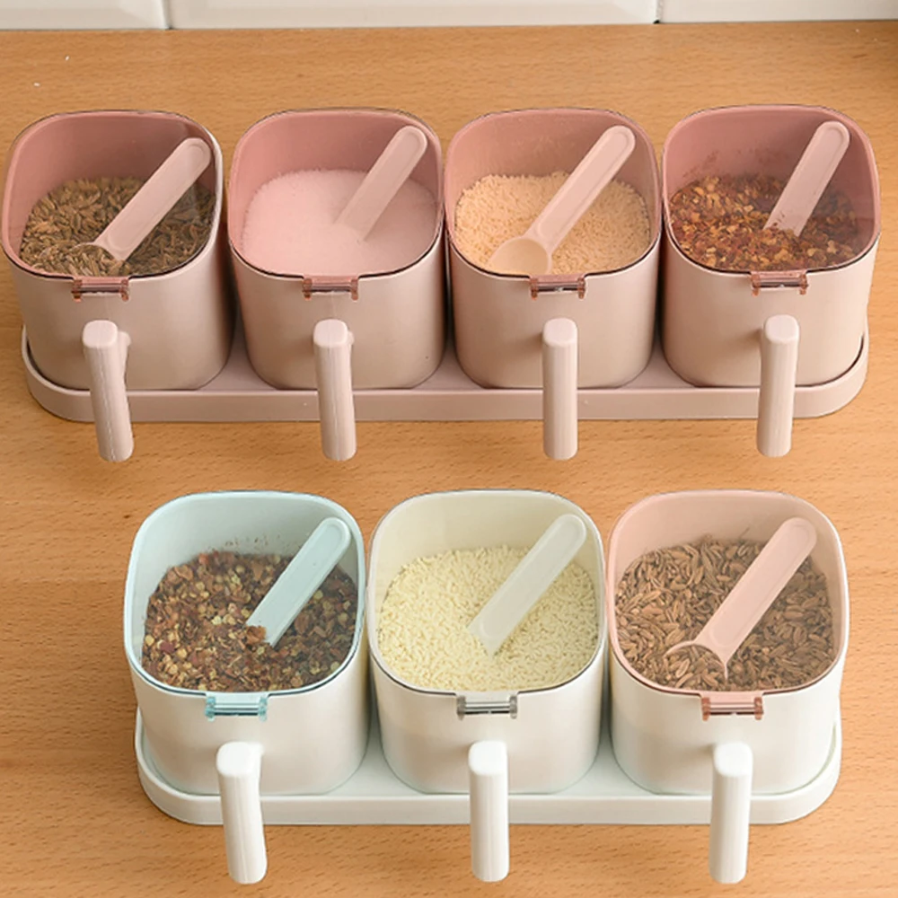 

Spices Box Pepper Spice Shaker With Spoon Kitchen Cruet Condiment Bottle Jars Container For Spice Shaker Salt Seasoning Organize