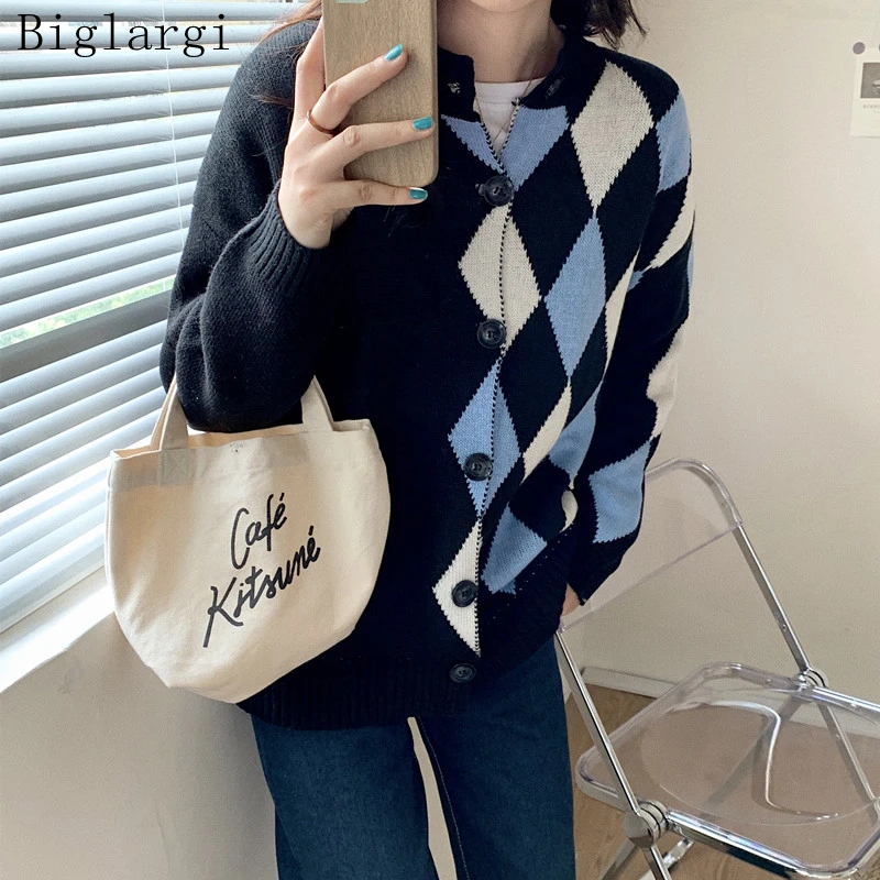 

New Autumn Spring Knitted Cardigan Sweater Women Tops Korean Style Ladies Sweaters Long Sleeve Jumpers Vintage Woman Pull Femme
