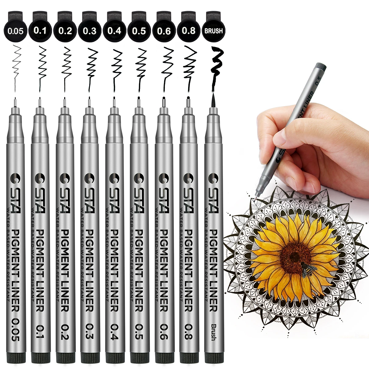 10/шт Водонепроницаемая игла ручка мультяшный Дизайн Эскиз для рисования Pigma