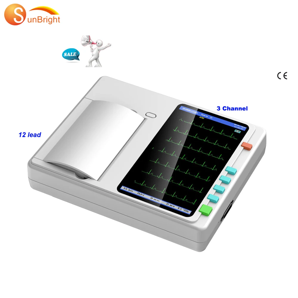 

ЭКГ бумага 210 ЭКГ машина 12 выводов 3-канальный цифровой сенсорный экран электрокардиограф ЭКГ с OEM