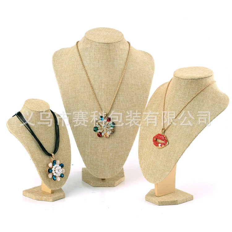 Linen Portrait Jewelry Display Necklace Display Rack Stand Holder Jewelry Mannequin Bust Pendant Necklace Window Display
