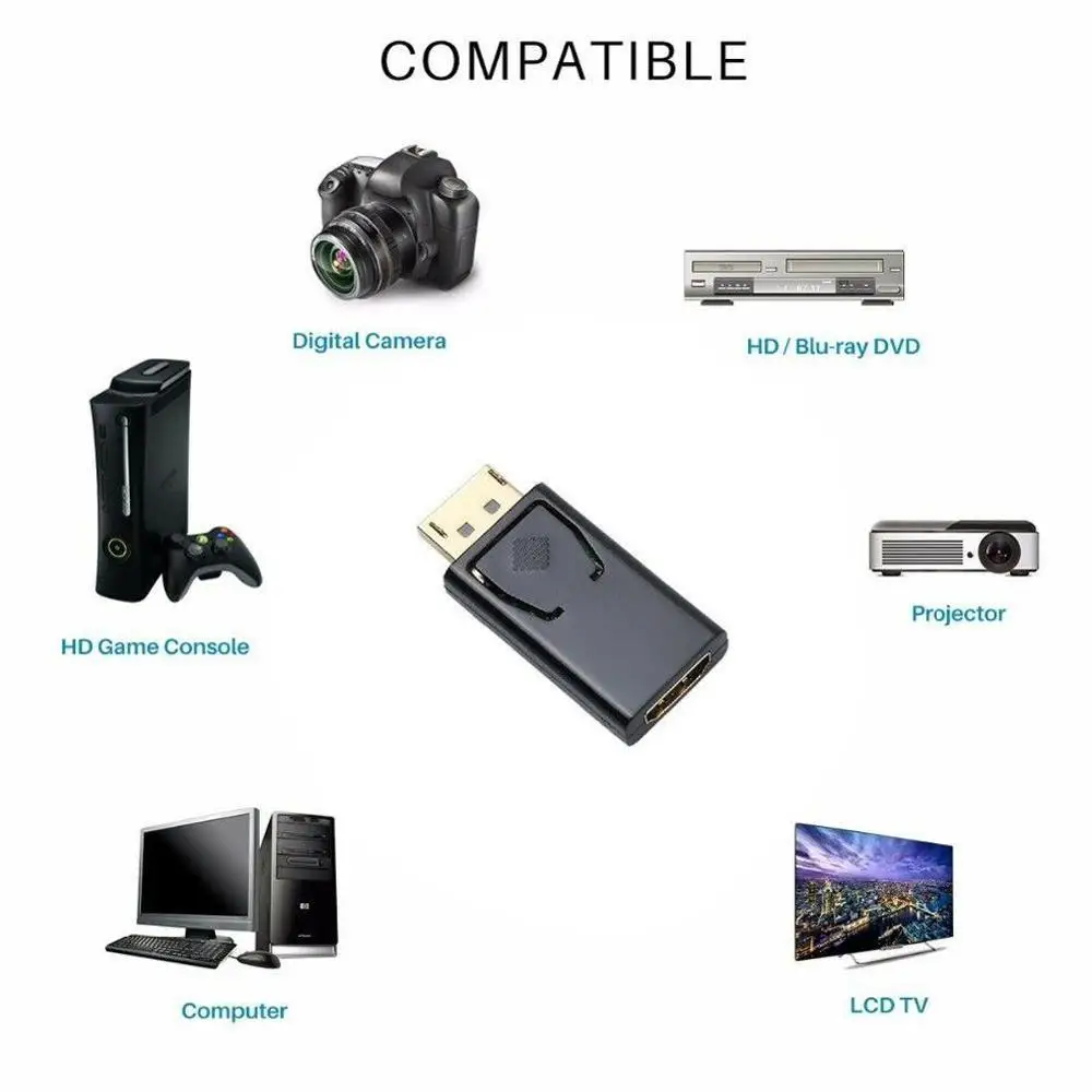 Fit for Displayport AMTOAF DP to HDMI DVI VGA Adapter Converter Cable Display Port For HDTV Up 1080P | Электроника