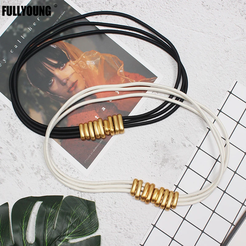 Fashion Alloy Women Belts Luxury for Genuine Leather Buckle Jeans Decorative Ladies Retro Decorative Punk Metal Elastic Waist