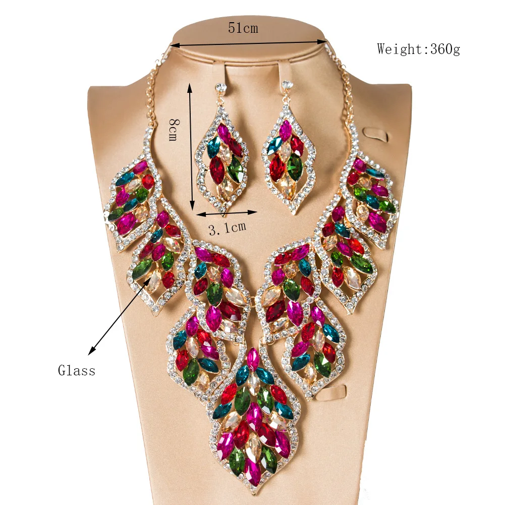 Роскошный золотой сет Дубай ювелирные наборы для женщин большой ожерелье серьги