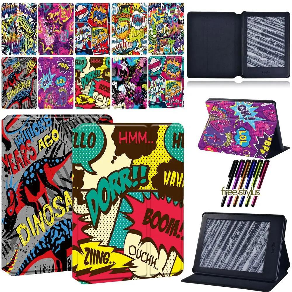 

Tablet Case for Amazon Kindle 8/10th/Kindle Paperwhite 1/2/3/4 Pu Leather Bracket Protective Cover+ Free Stylus