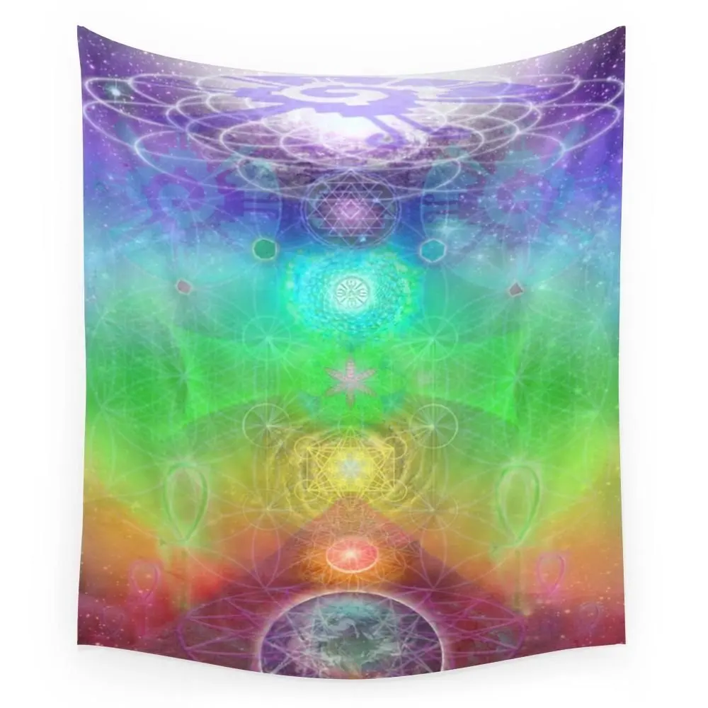 

Геометрический шаблон активации чакры, гобелен, настенные гобелены, художественный плед, простынь, персонализированная скатерть, домашний ...