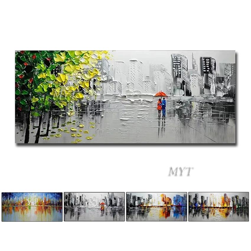 

100% Handmade Yellow Tree Oil Painting Unique Modern Abstract Heavy Texture Oil Painting Wall Art For Living Room Decoration