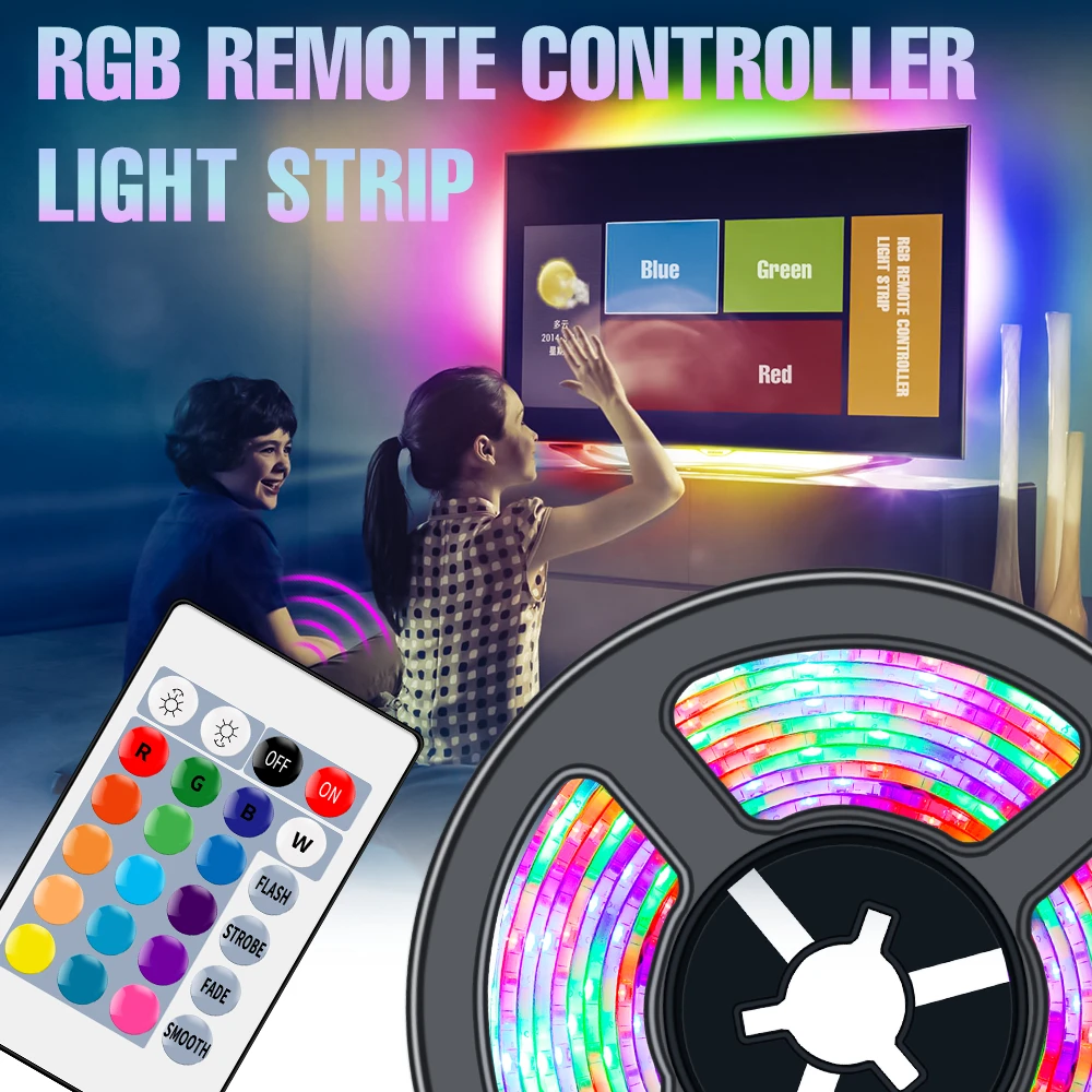 

RGB LED Strip Light Waterproof SMD 2835 0.5M 1M 2M 3M 4M 5M 5 Volt RGBW Tape Diode 24Key Remote control Full Set Led Light