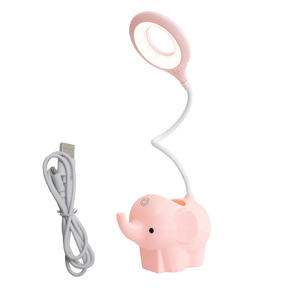 

With Cellphone Holder Home Bedroom For Children LED Elephant Table Lamp Flexible Tube Touch Control Bedside Kids Room Office