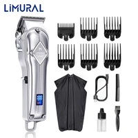 2021 professional limural usb charging hair clipper cordless shaver electric beard trimmer grooming kit with led display for men
