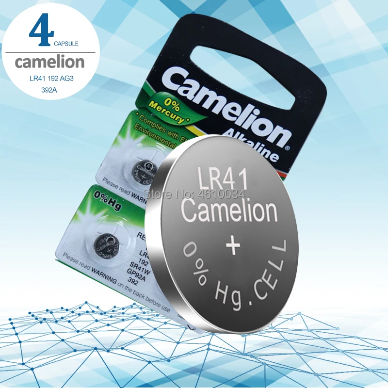 

4pcs LR41 Button Cell Batteries Camelion 100% Original SR41 AG3 G3A L736 192 392A Zn/MnO2 1.5V Lithium Coin Batteries