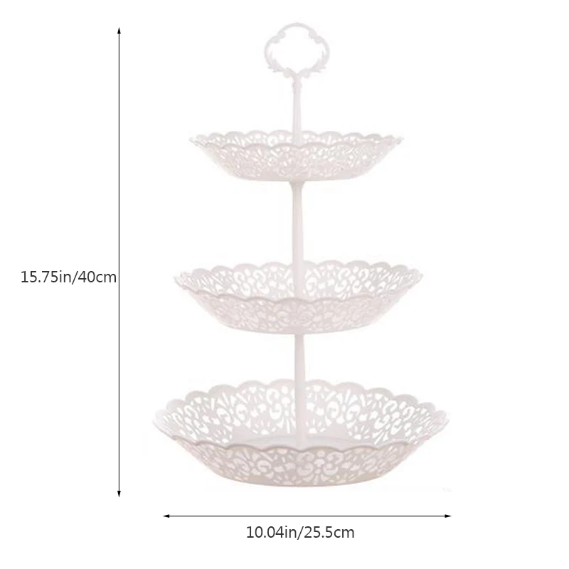Белый Three-layer Fruit Plate Snack Snacks Set Plate Hollow Storage Tray Fruit Basket Removable Snack Tray Home Kitchen Storage Tools - Цвет: Белый