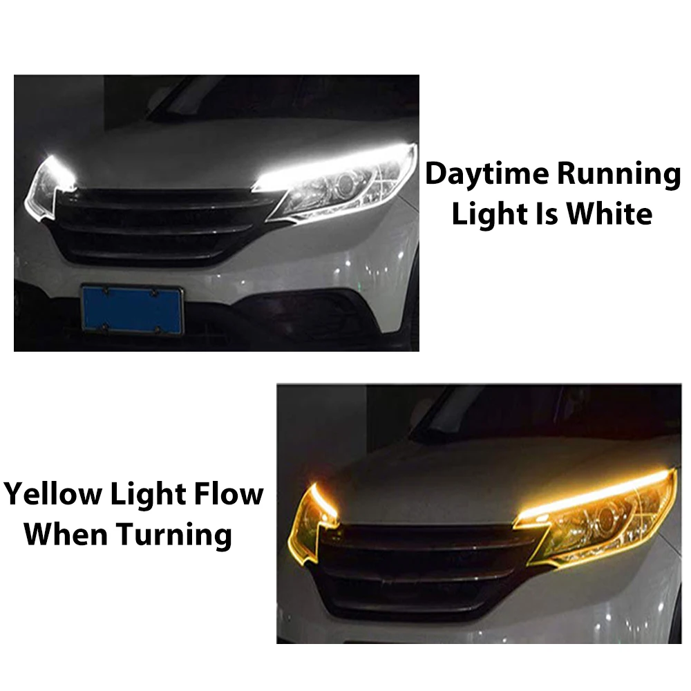 2 шт. автомобильные DRL светодиодный дневные ходовые огни белый указатель поворота желтая сигнальная лента для головной светильник в сборе Фашер светильник направляющая планка