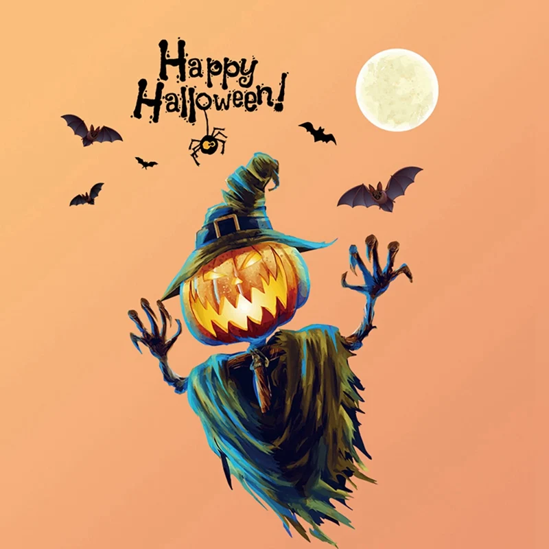 Хэллоуин тыквенный светильник настенный стикер для спальни гостиной бара окна