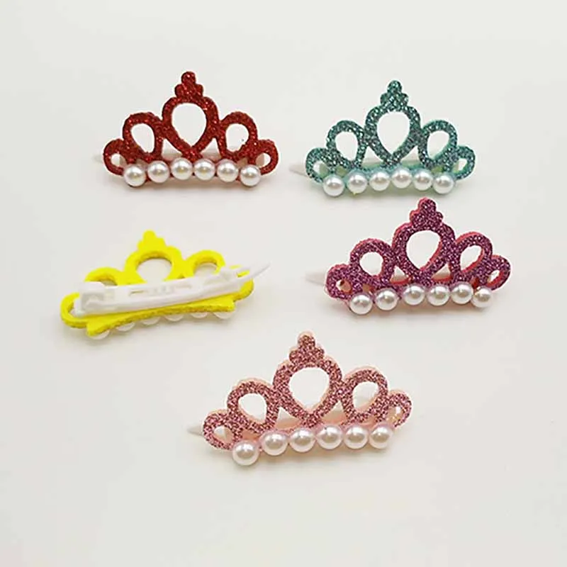 

5Pcs/Set Puppy Hairpins Grooming Accessoires Faux Pearl 4.5CM Crown Shape Head Decoration Polyester Pets Supplies