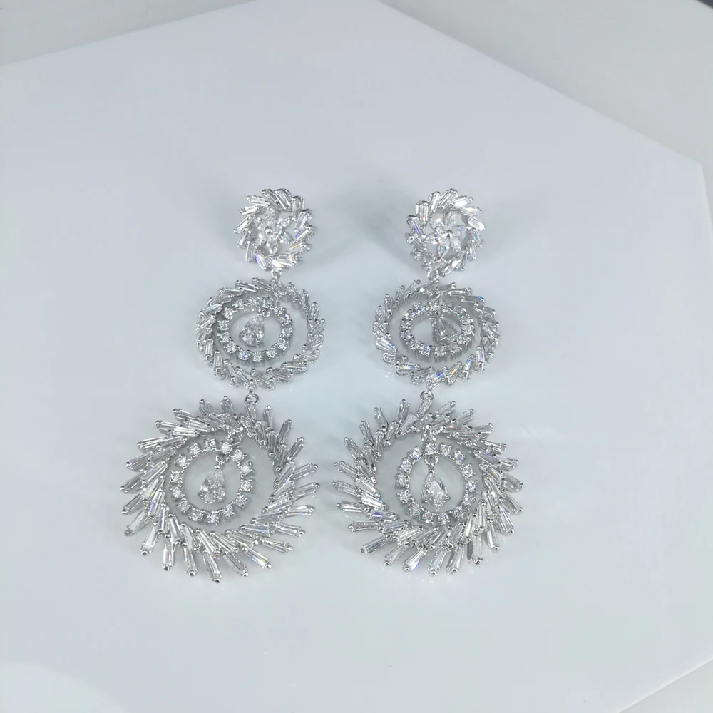 Горячая Распродажа новые модные роскошные круглые циркониевые серьги с