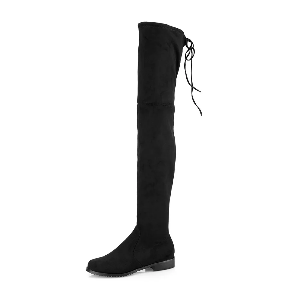 

Hot suede knee length boots, thick heel boots, large shoes