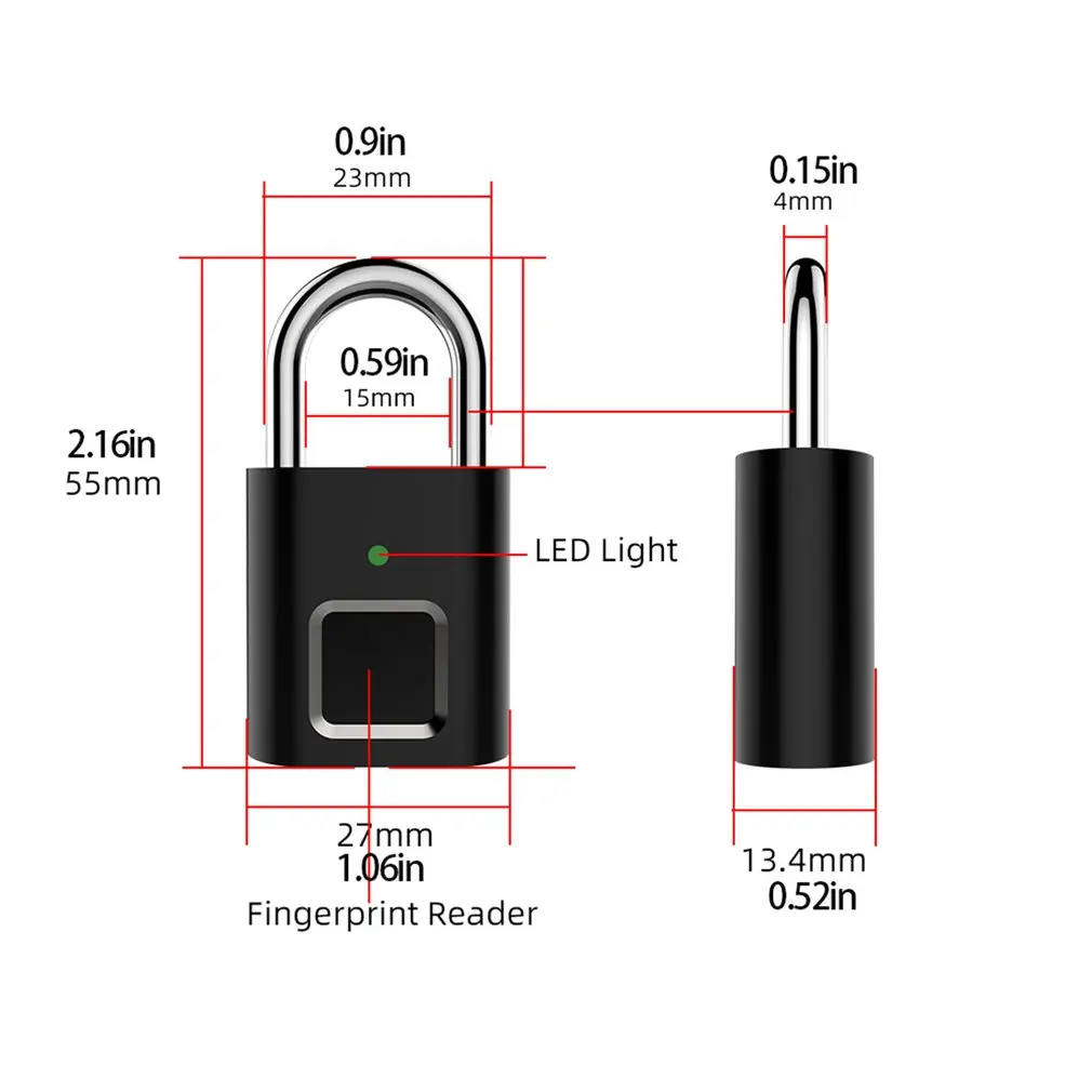 

L34 Mini Unlock Rechargeable Smart Lock Keyless Fingerprint Lock Anti-Theft Security Padlock Door Luggage Lock Small Box