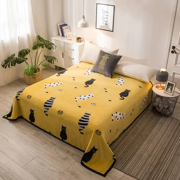 Новая зимняя теплая Простыня из флиса плоская простыня фланелевые двухслойные