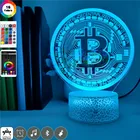 Биткойн Ночной светильник светодиодный сенсорный Сенсор 3D настольная лампа USB Цвет изменение атмосфера Декор Новинка светильник ing ребенок дети подарок на праздник