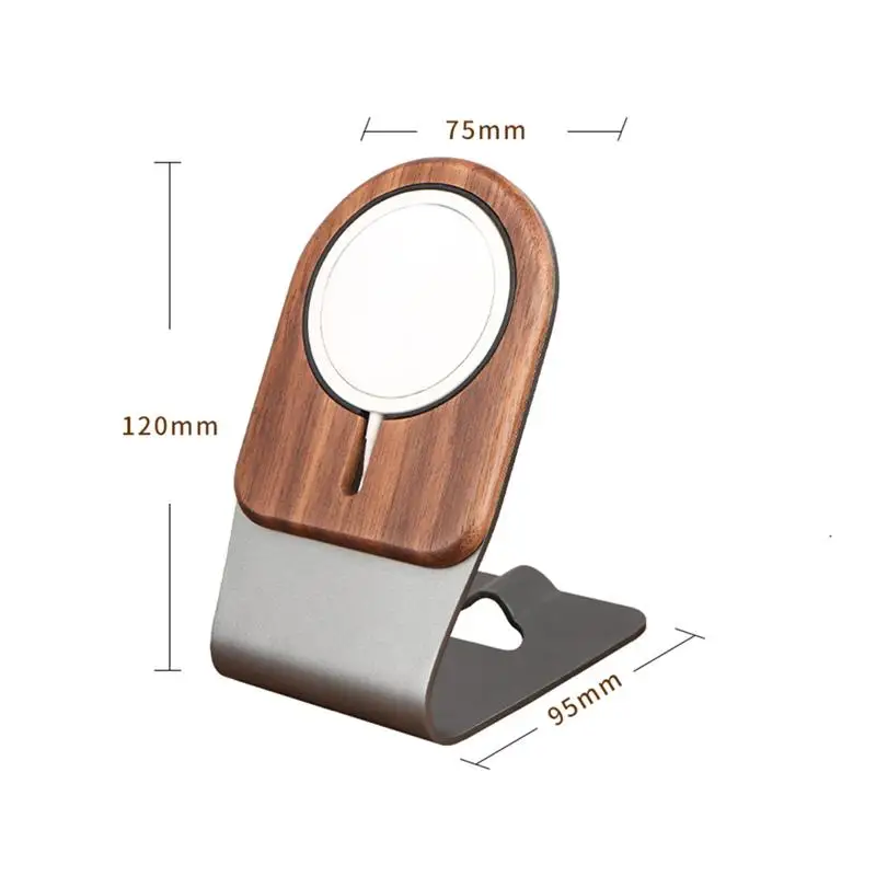 

1Pc Wood Wireless Charger Stand Aluminum Alloy Phone Charging Stand (Silver)
