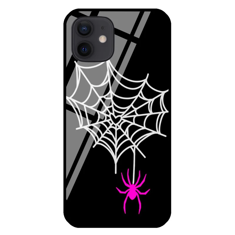 Чехол с закаленным стеклом WEB OF LOVE для телефона iPhone 12 mini 11 Pro Max XS X XR 7 8 Plus SE