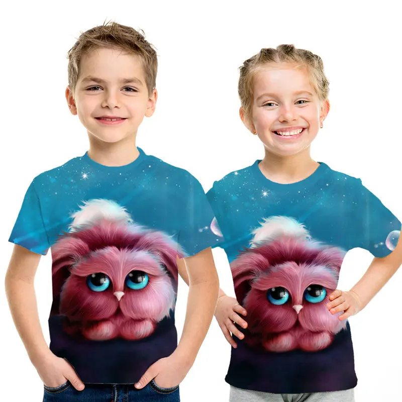 Забавная футболка с 3D ракетой и енотом Детская круглым вырезом изображением