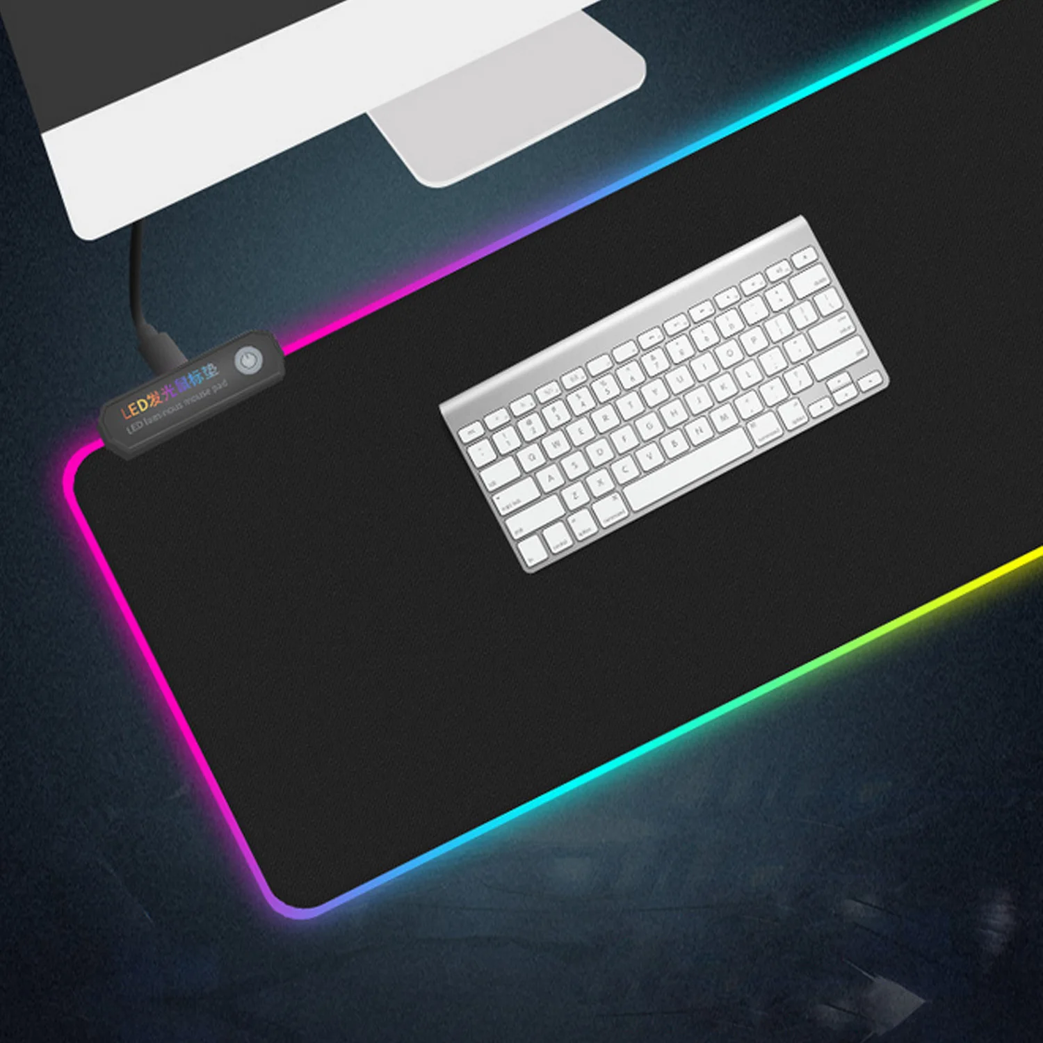 Большой RGB коврик для мыши Vococal 90x40 см USB проводной светодиодный игровой ноутбука