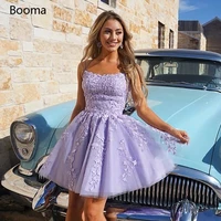 sweet lilac short homecoming dresses scoop lace appliques a line prom dresses above knee spaghetti straps mini party dresses