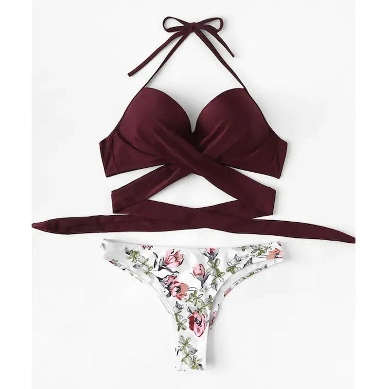 Купальник женский желтый с цветочным принтом|Купальники| |