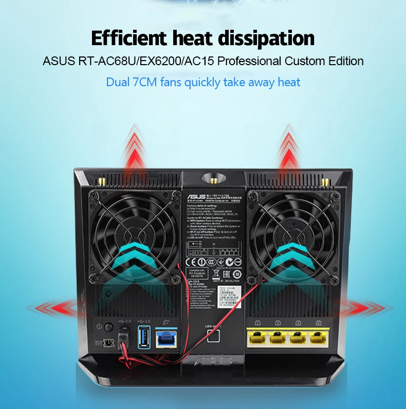 ASUS маршрутизатор AC86U EX6200 Вентилятор охлаждения 7 см тихий вентилятор USB вентилятор охлаждения RT-AC68U AC1900P Tenda AC15 маршрутизатор Вентилятор охлаждения температура
