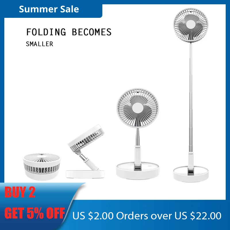 Портативный вентилятор мини складной телескопический напольный USB