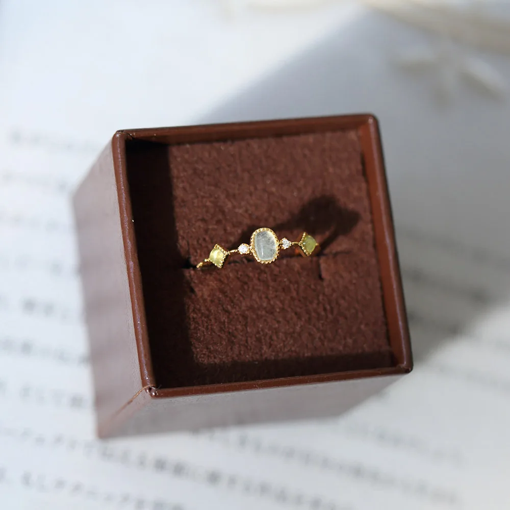 LAMOON 925 סטרלינג כסף טבעת עבור נשים טבעי תרשיש סינטטי אלמוגים אבן 14K זהב מצופה טבעת תכשיטי חן LMRI094