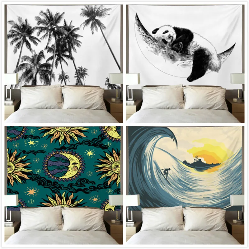 

Tapestry Fresh foggy forest hanging cloth Landscape decoration cloth Home decoration living room bedroom background wall cloth