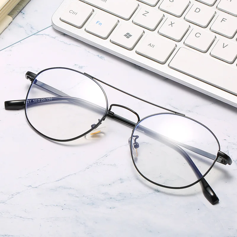 

-1.0 to -6.0 Metal Anti-blue Myopia Glasses Women&Men Big Oversized Glasses Frame Nearsighted Prescription Glasses Diopter UV400