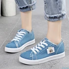 Женская обувь, синие, белые парусиновые туфли на плоской подошве, классические модные дизайнерские Джинсовые кроссовки для женщин 2020, весна-осень