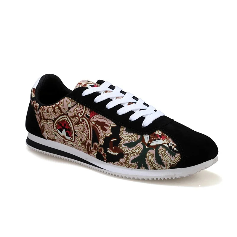 

Fashion Men's Casual Shoes Flat Canvas Lace-up Flower Non-slip Shoes Soft Rubber For Men Shoes