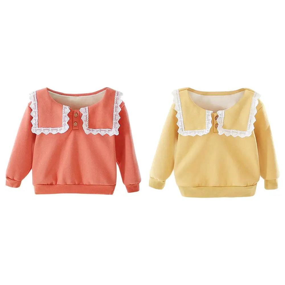 Baby Girl Kids Sweatershirt Comfort Soft Long-Sleeves Fashion Trend Patchwork Round Collar Cotton Clothes Casual Tops