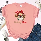 Футболка женская, с принтом в виде мопса, с круглым вырезом