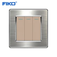 fiko euuk standard rocker switch light switch%ef%bc%8c3gang 12way wall power light switch stainless steel panel household 8686mm