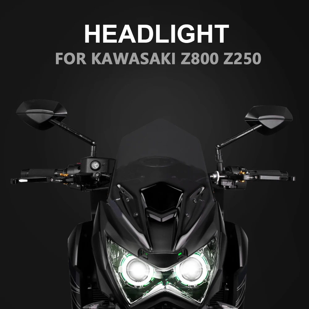 KEMiMOTO для kawasaki Z250 Z800 мотоциклетный головной светильник Ангел глаз HID проектор на заказ головной светильник в сборе лампа Z 800 2013