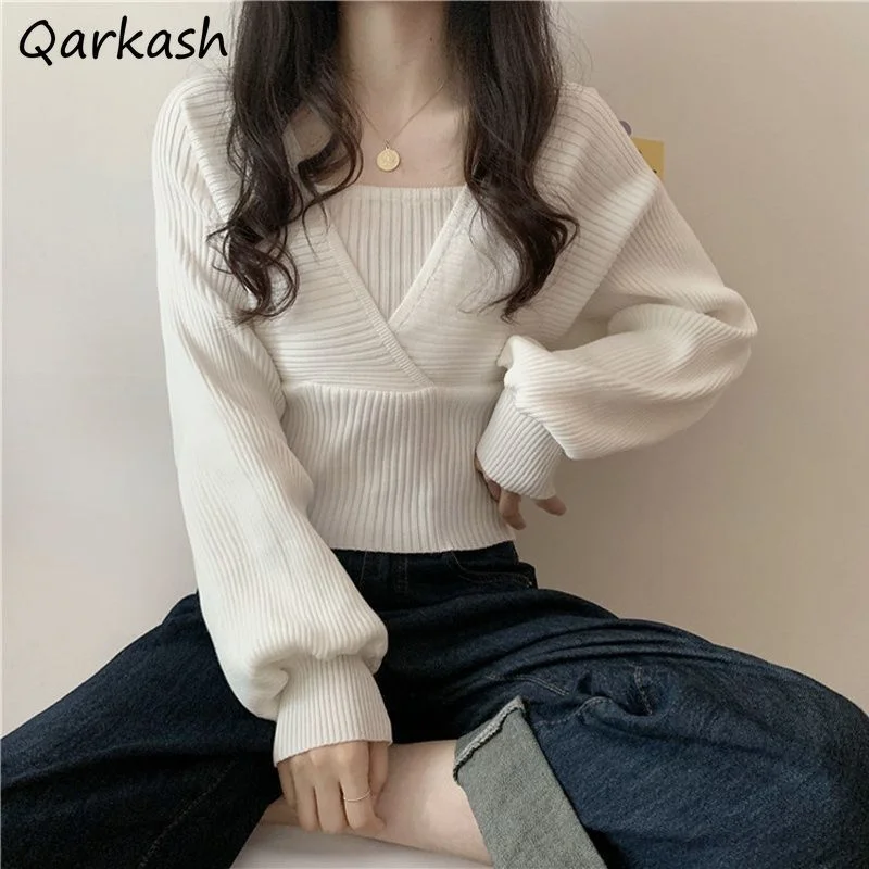 

Pullovers Women Y2k Autumn Aesthetic Pure Stylish Knitwear Inside Casual Basic Clothes Tender Soft All-match Feminino Sweater