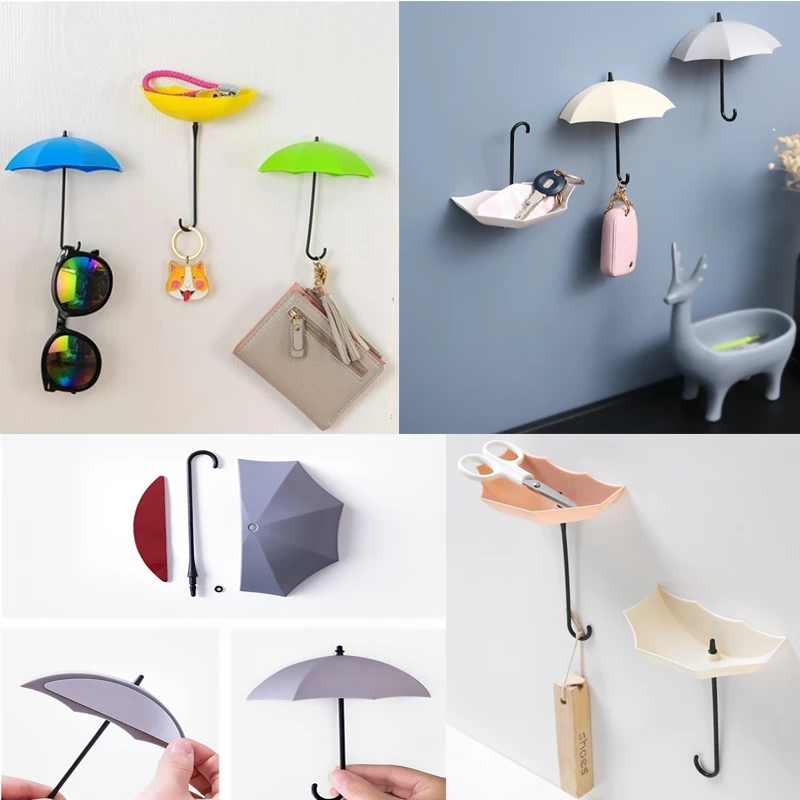 

Creative Umbrella Shaped Storage Hook Free Nail Single Wall Hooks Small Decor Home Decor Wall Hook Hair Pin Hook New