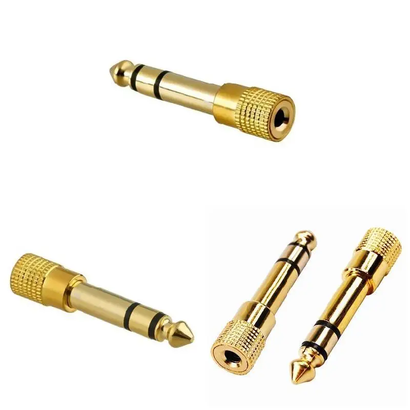 Аудиоразъем 3 5 мм на гнездо 6 стерео адаптер Золотой Премиум Качества 1/4 дюйма для