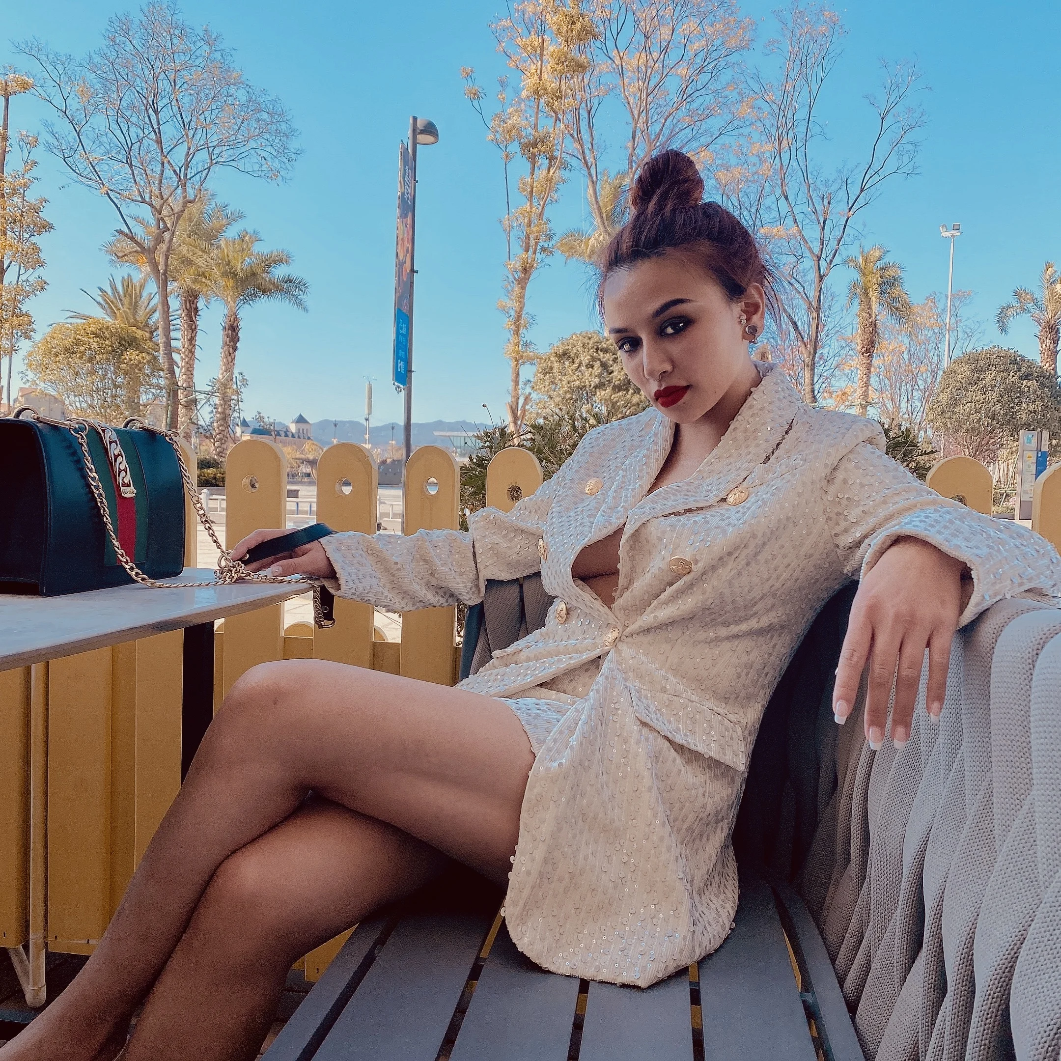 Новинка 2021 Модный Блестящий шикарный Рождественский женский комплект из 2